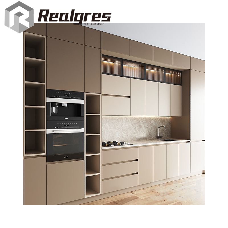 Realgres Full Set Kitchen Furniture Smart Modern Style Customize Cabinet Pvc Kitchen Cabinet For Apartment