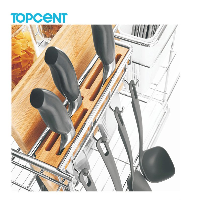Topcent Furniture Red Wine Single Hanging Glass Rack Cabinet Storage Basket