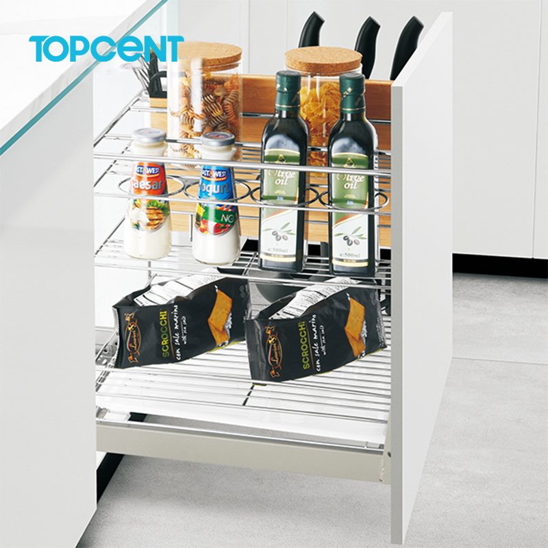 Topcent Furniture Red Wine Single Hanging Glass Rack Cabinet Storage Basket