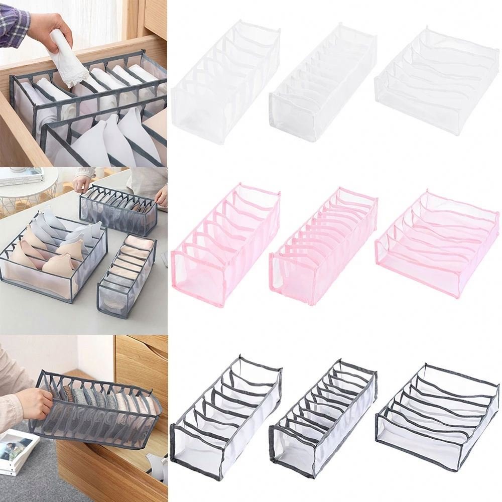 Factory Nylon Clothes Drawer Storage Bag Divider Closet Organizer Foldable Mesh Underwear Bra Socks Storage Box