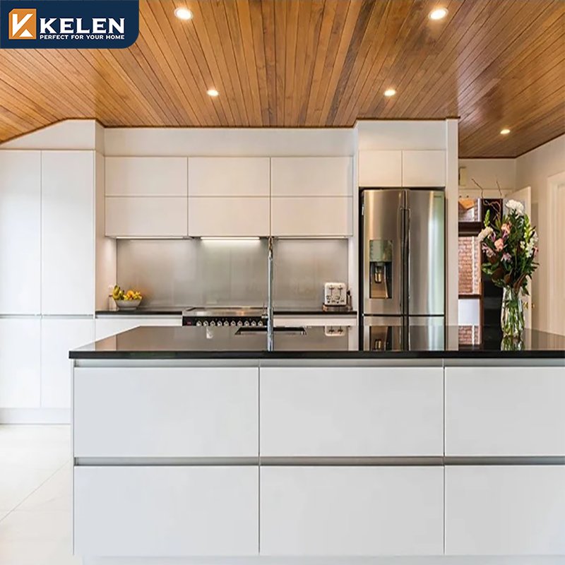 KELEN 2024 kitchen cabinet plywood supplier lacquer islands design modular mdf modern wood white furniture kitchen cabinet