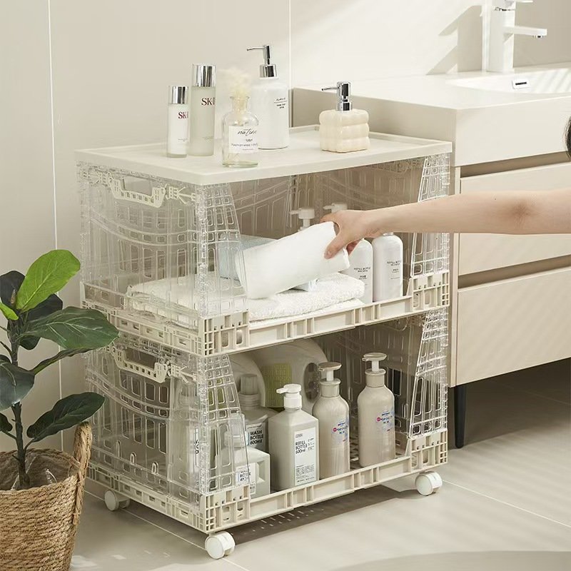 Plastic cube storage basket wardrobe clutter sorting stackable storage box rack transparent foldable storage basket