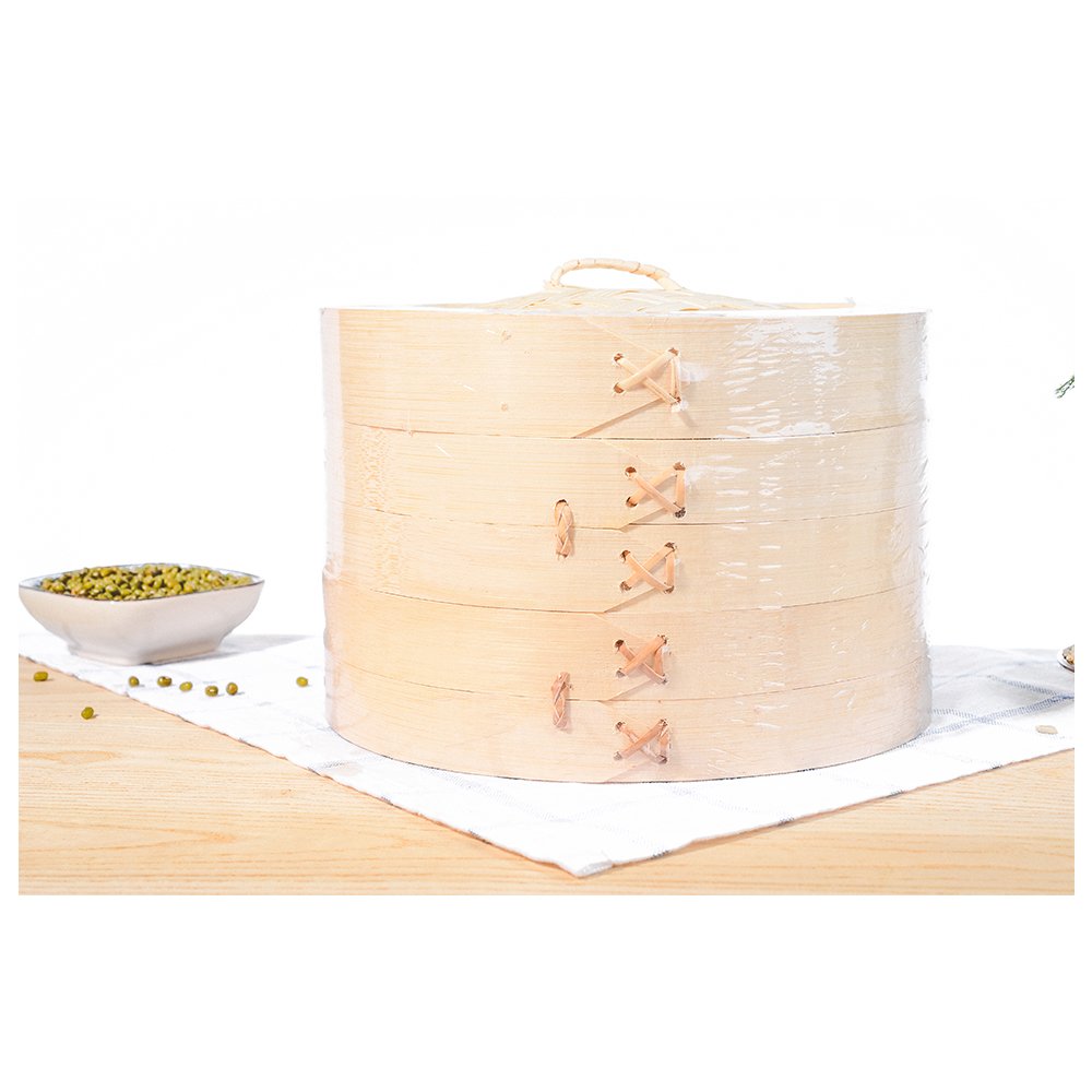 Wholesale Traditional 2-Tier Design 3 6 8 10 12 14 Inch Round organic Bamboo Steamer Basket for Dumplings and Dim Sum
