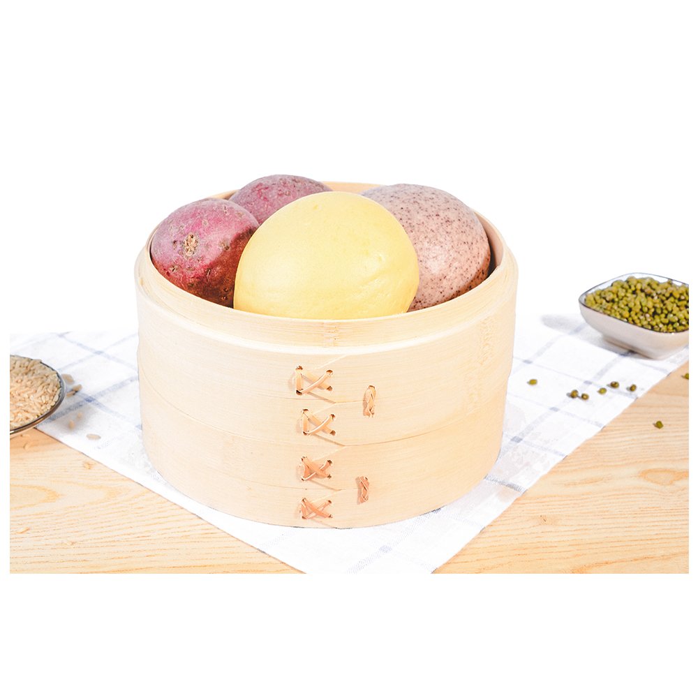 Wholesale Traditional 2-Tier Design 3 6 8 10 12 14 Inch Round organic Bamboo Steamer Basket for Dumplings and Dim Sum