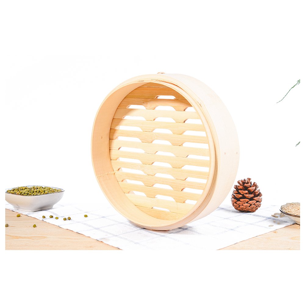 Wholesale Traditional 2-Tier Design 3 6 8 10 12 14 Inch Round organic Bamboo Steamer Basket for Dumplings and Dim Sum
