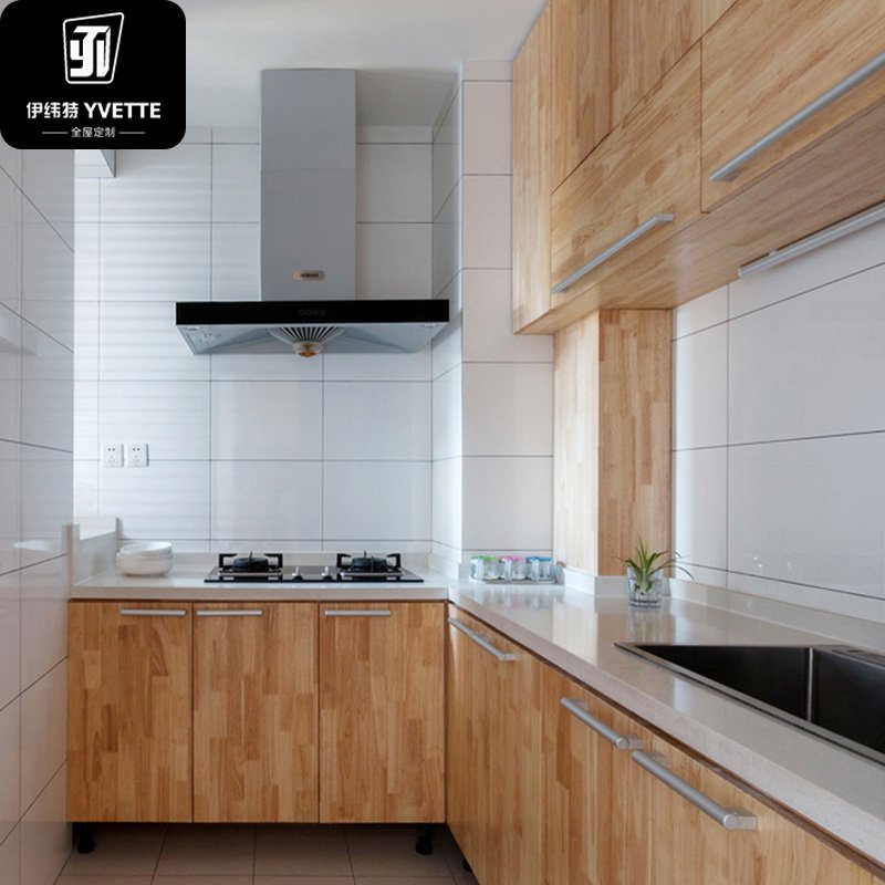 Modern Style Kitchen Cabinets Wooden White Black Design MDF Style Solid Surface Marble Countertop Including Drawer Slide Basket