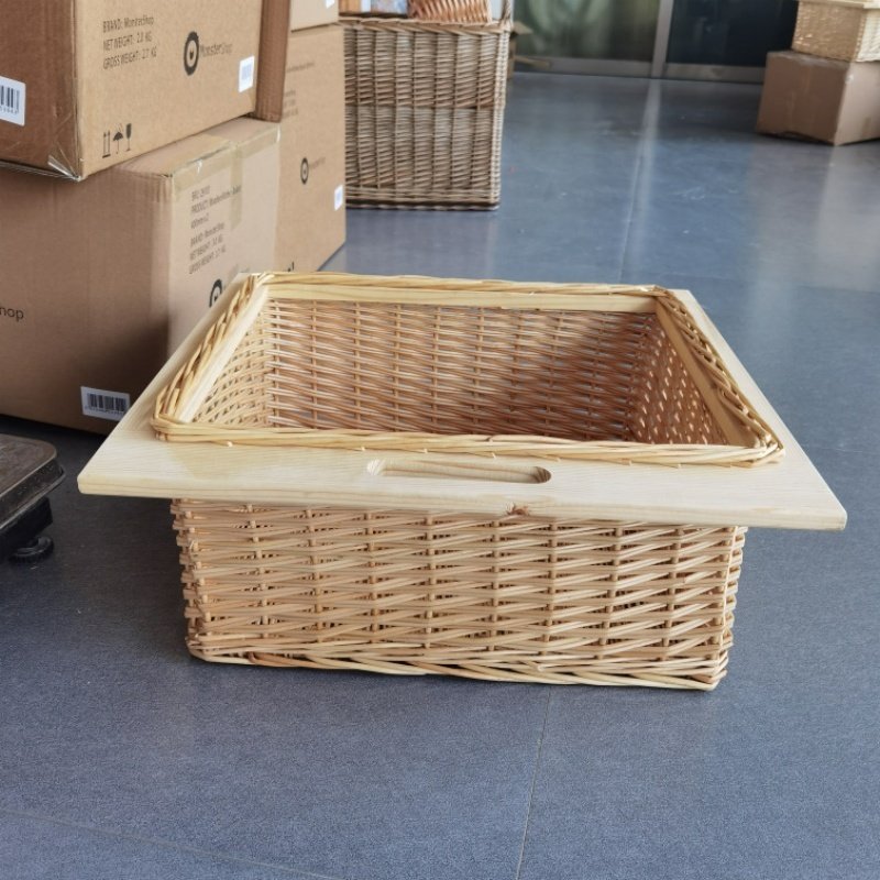 Factory Outlet Handmade Woven Wicker kitchen cabinet vegetable basket plate drawers sliding basket for kitchen storage