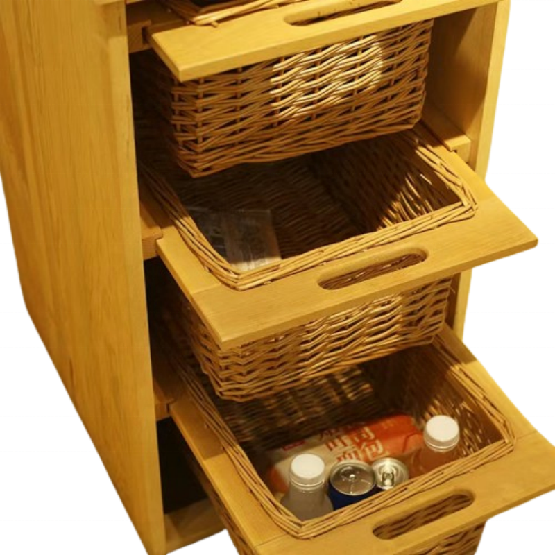 Factory Outlet Handmade Woven Wicker kitchen cabinet vegetable basket plate drawers sliding basket for kitchen storage