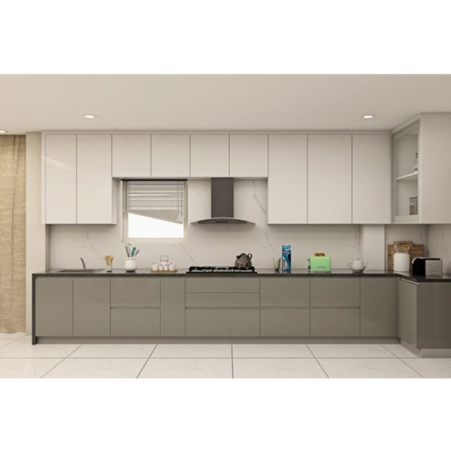 Stainless steel luxury metal kitchen cabinet, modern kitchen