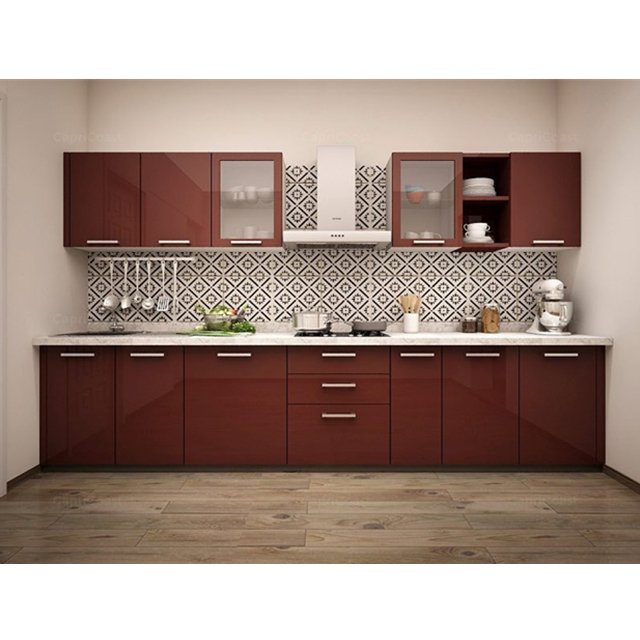 Stainless steel luxury metal kitchen cabinet, modern kitchen