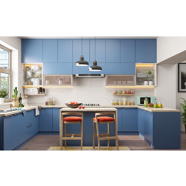 Stainless steel luxury metal kitchen cabinet, modern kitchen