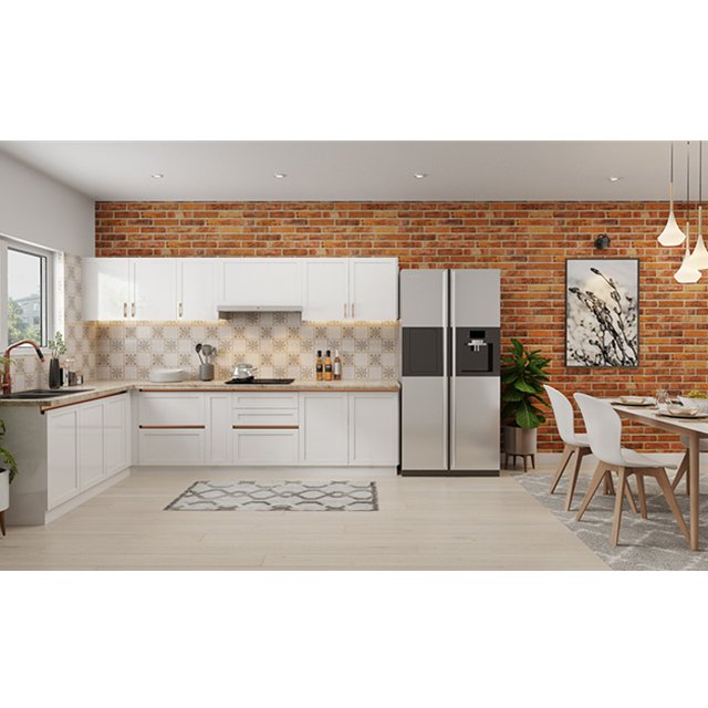 Stainless steel luxury metal kitchen cabinet, modern kitchen