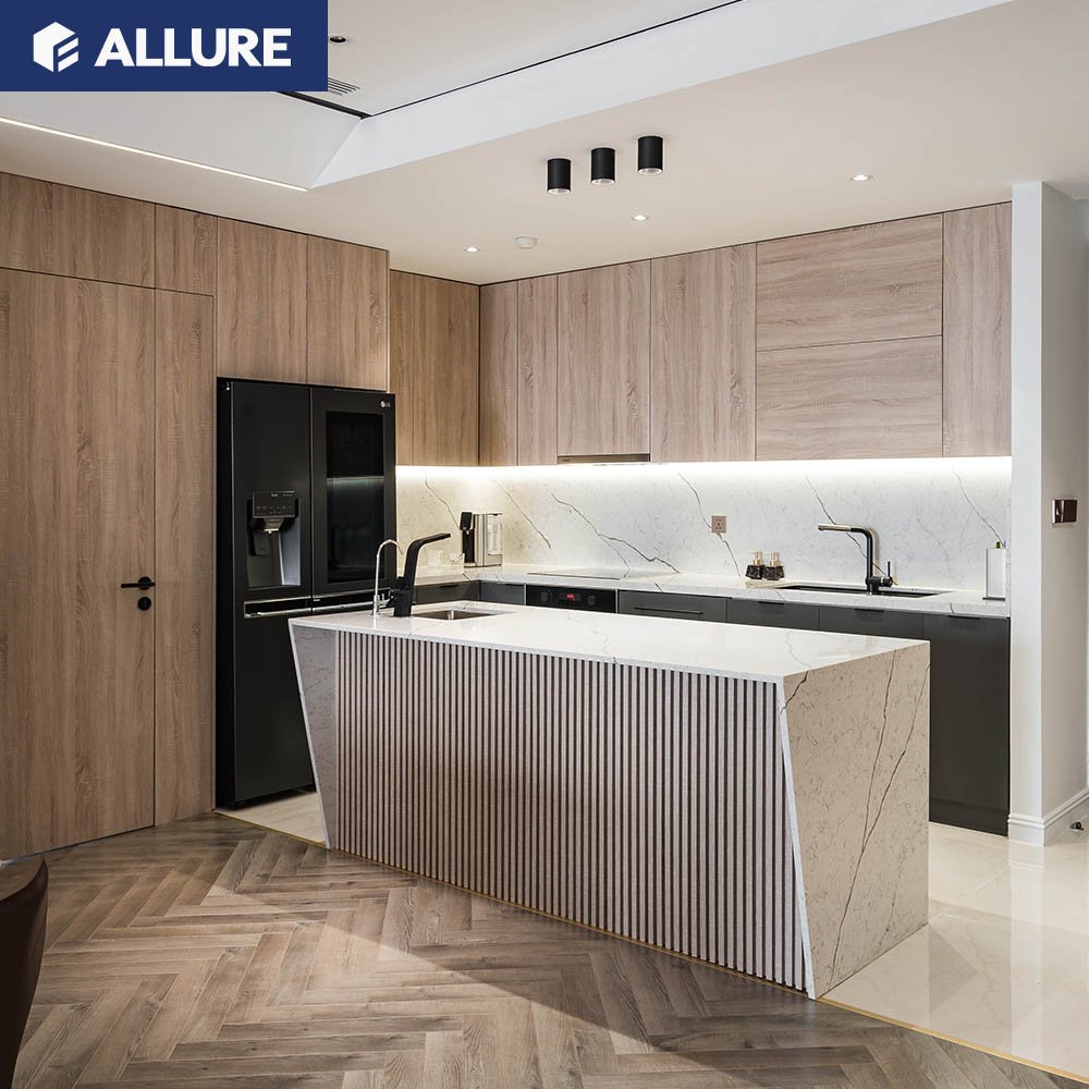 Allure Kitchen Furniture Design Wood Veneer Kitchen Cabinet For Wholesales