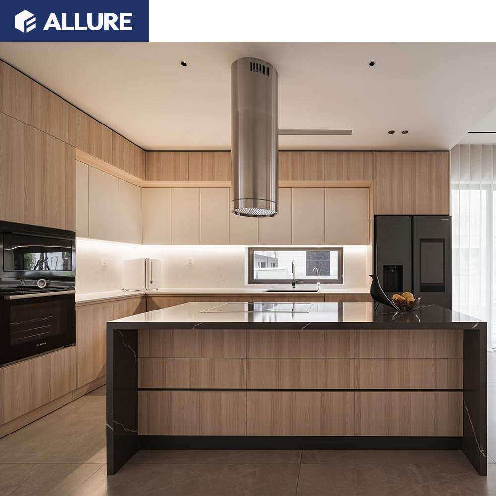 Allure Kitchen Furniture Design Wood Veneer Kitchen Cabinet For Wholesales