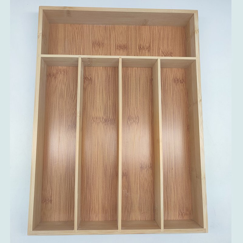 YIKAI Natrual Safety Food Tray Customized Size Extendable Cutlery Bamboo Drawer Tray Bamboo Basket