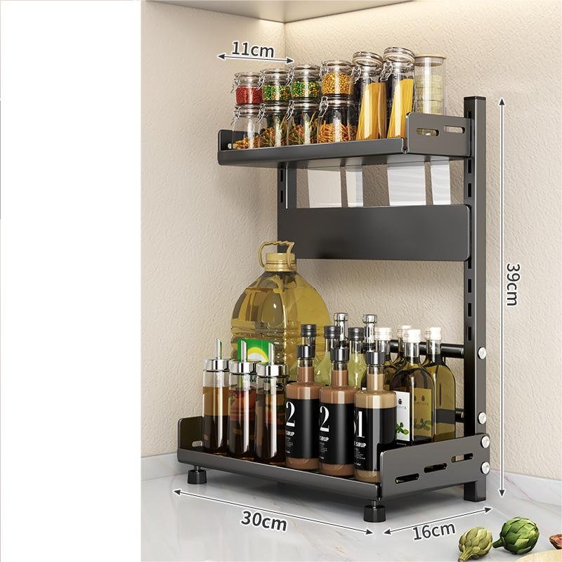 Kitchen storage buckle condiment rack wall-mounted wall-free multi-layer household storage condiment storage rack