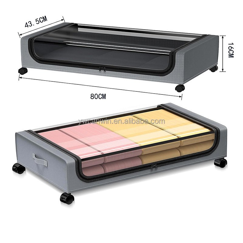 Under Bed Storage with Wheels Containers Under Bed Shoe Storage Organizer Rolling Under Bed Metal Drawer for Clothes Blankets