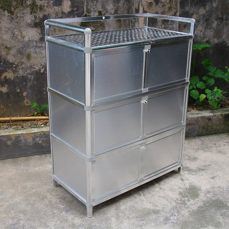 Aluminum alloy storage cabinet stainless steel cupboard household kitchen storage cabinet