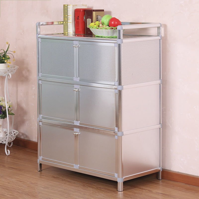 Aluminum alloy storage cabinet stainless steel cupboard household kitchen storage cabinet