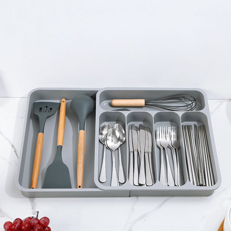Five compartments kitchen drawer tableware organizer Compartments organizer knife fork and chopsticks organizer retractable type
