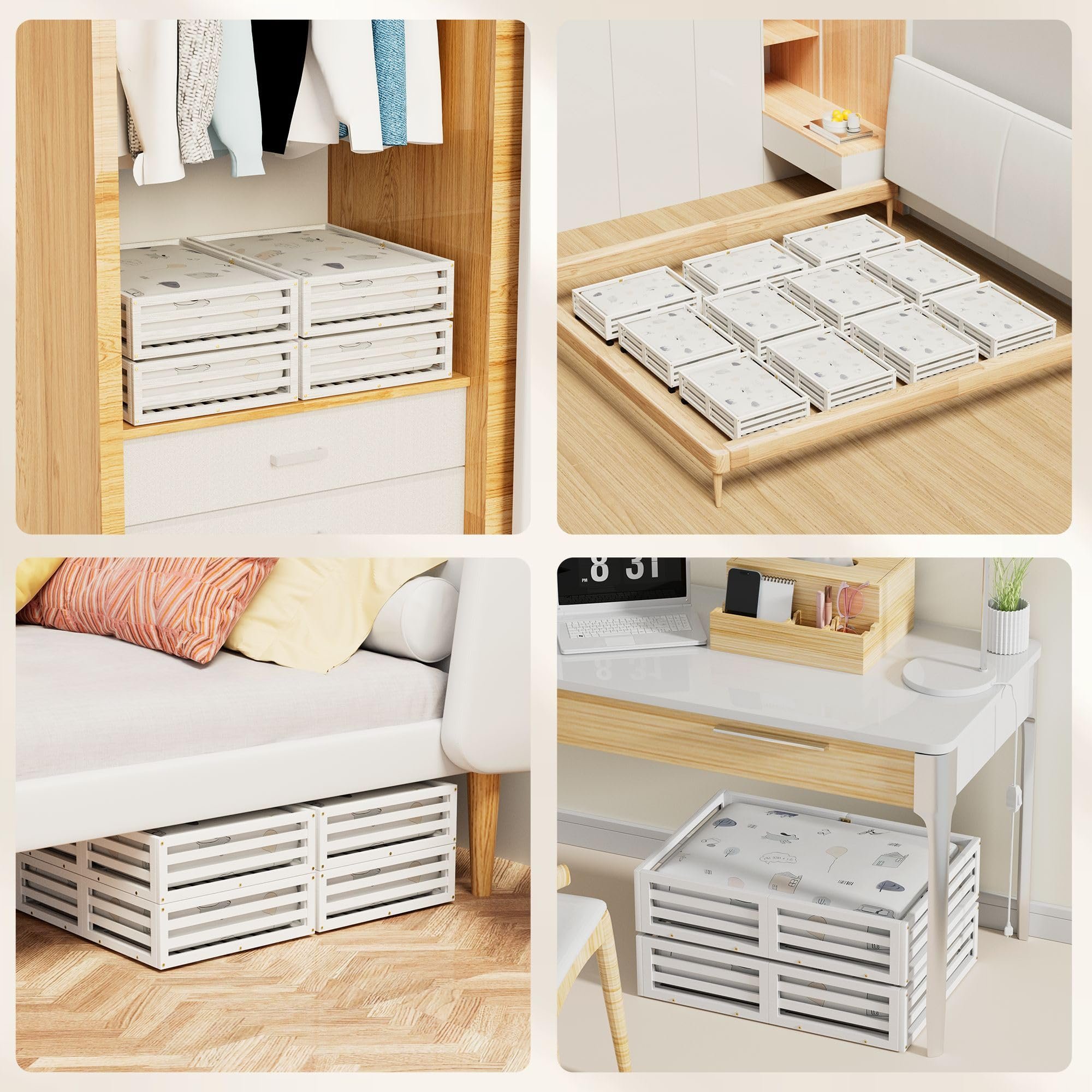 Custom Bamboo Under Bed Storage,Bamboo Wooden Under Bed Storage Containers with Wheel Organizer Drawer,Under Bed Drawer with Lid