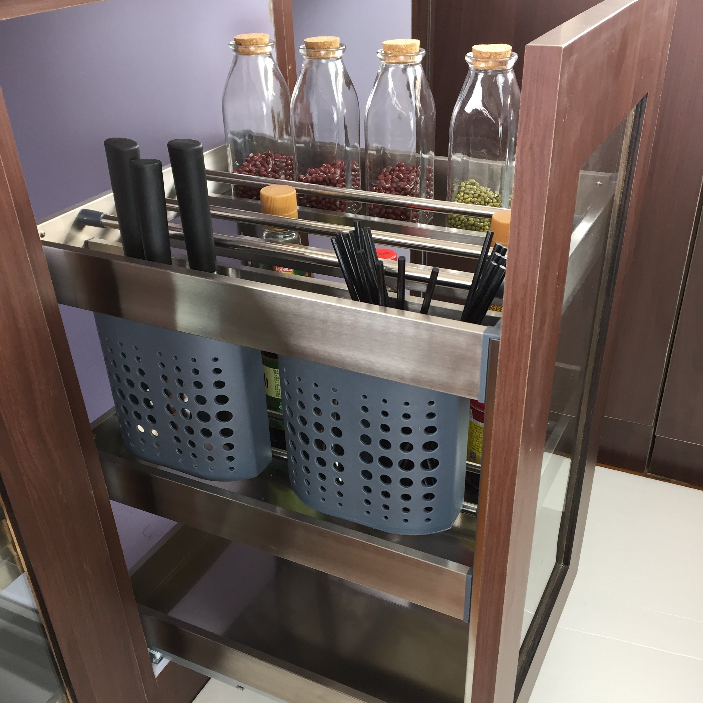 Stainless steel multifunctional drawer basket kitchen cabinet accessories kitchen spice rack basket drawers