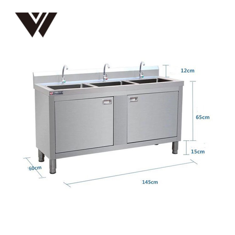 Commercial Restaurant Custom Size 304 Stainless Steel commercial Kitchen Sink Cabinet