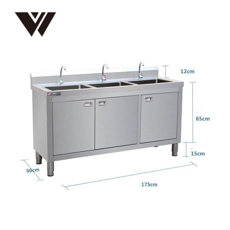 Commercial Restaurant Custom Size 304 Stainless Steel commercial Kitchen Sink Cabinet