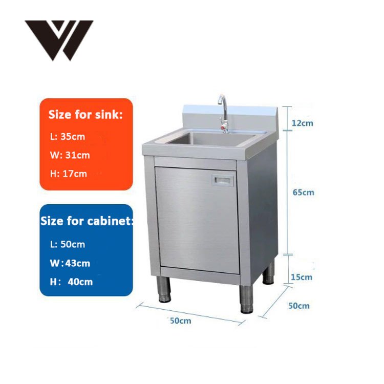 Commercial Restaurant Custom Size 304 Stainless Steel commercial Kitchen Sink Cabinet