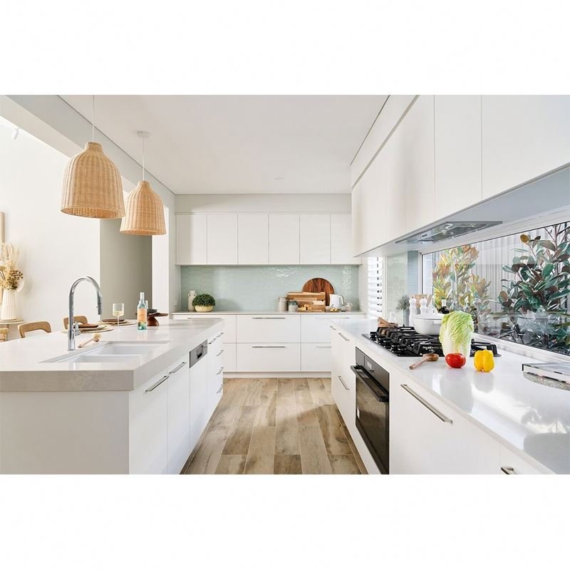 2023 Latest Custom Luxury Modern Solid Wood Cabinets Covers Vinyl Cupboard Hidden Ghana Blue Kitchen Cabinet Made In China