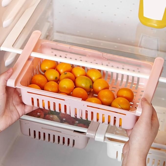 Refrigerator Drawers, Expandable Refrigerator Divider Fridge Drawer Organizer Refrigerator Bins for Egg Fruit Vegetable