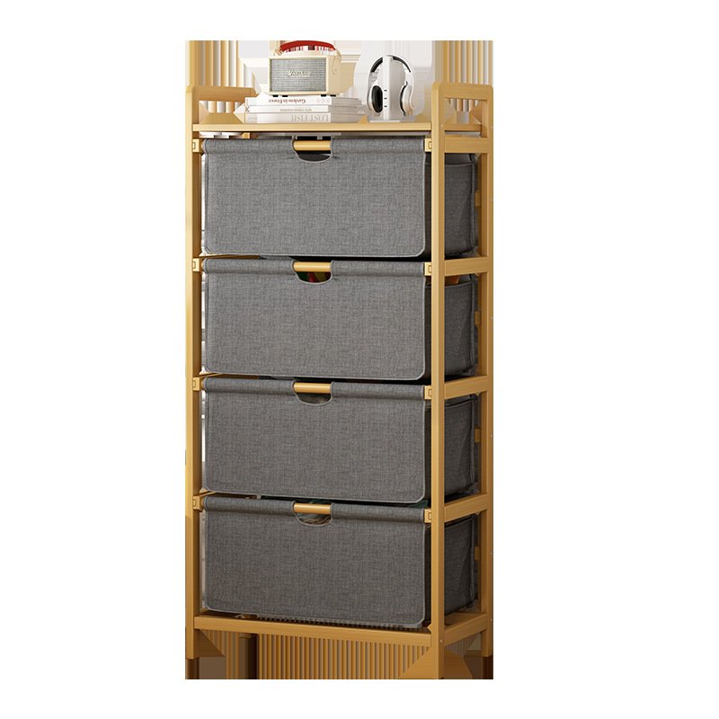3-level bathroom shelf storage Bamboo waterproof laundry basket basket with handle cloth bag storage drawer