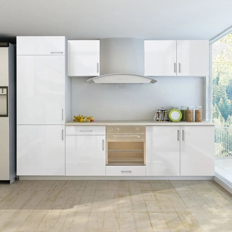 French white design spray painting MDF door kitchen cabinet and laminated countertop
