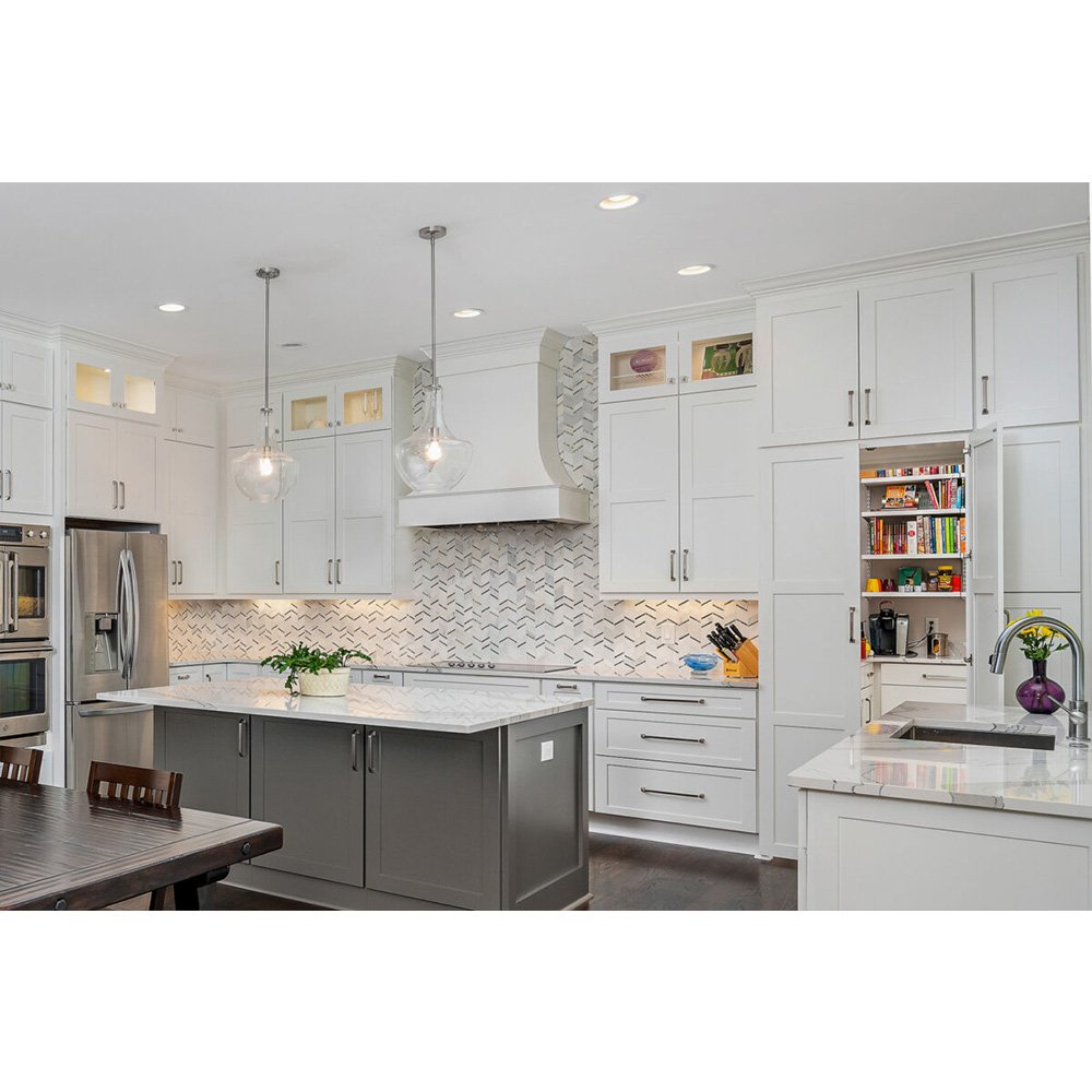 American White Shaker Design Kitchen Cabinets Solid Wood Luxury Ready To Assemble For Luxury Home Builder