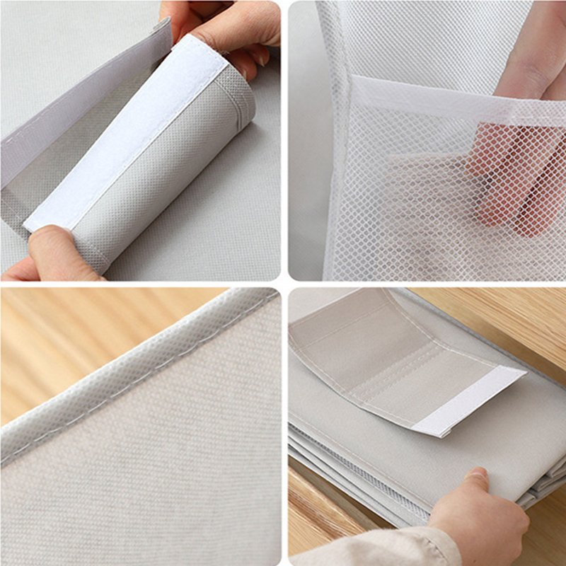 Foldable Non Woven Clothes Storage Box 4 Shelf Hanging Closet Organizer Pockets For Pillow Quilts Clothes