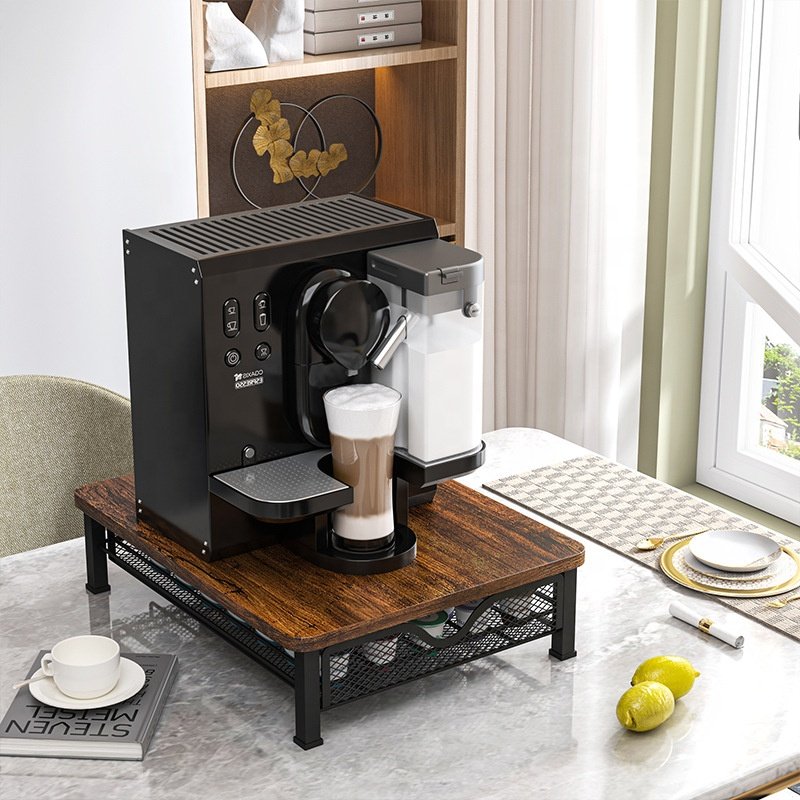 Metal and Wooden Coffee Nespresso Capsules Coffee Pods Shelf Capsules Holder Rack Drawer