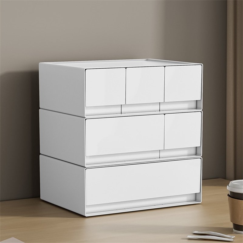 Custom White Large Capacity Plastic Desktop & Drawer Organizers Office Home Cosmetics Stackable Design