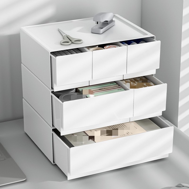 Custom White Large Capacity Plastic Desktop & Drawer Organizers Office Home Cosmetics Stackable Design