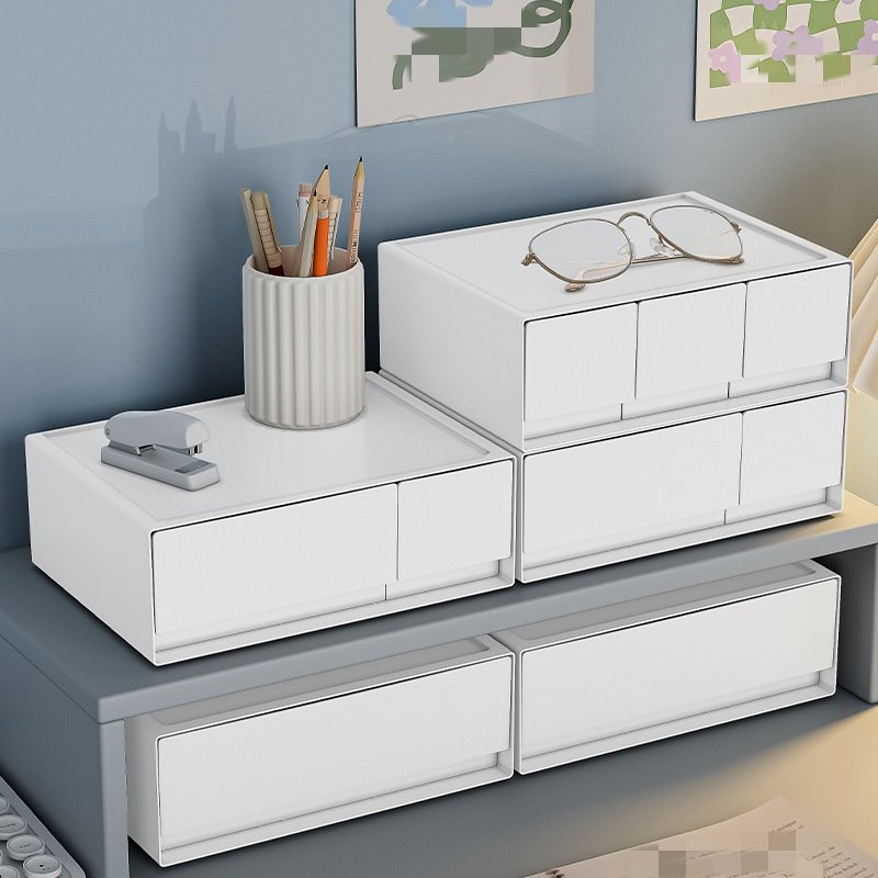 Custom White Large Capacity Plastic Desktop & Drawer Organizers Office Home Cosmetics Stackable Design