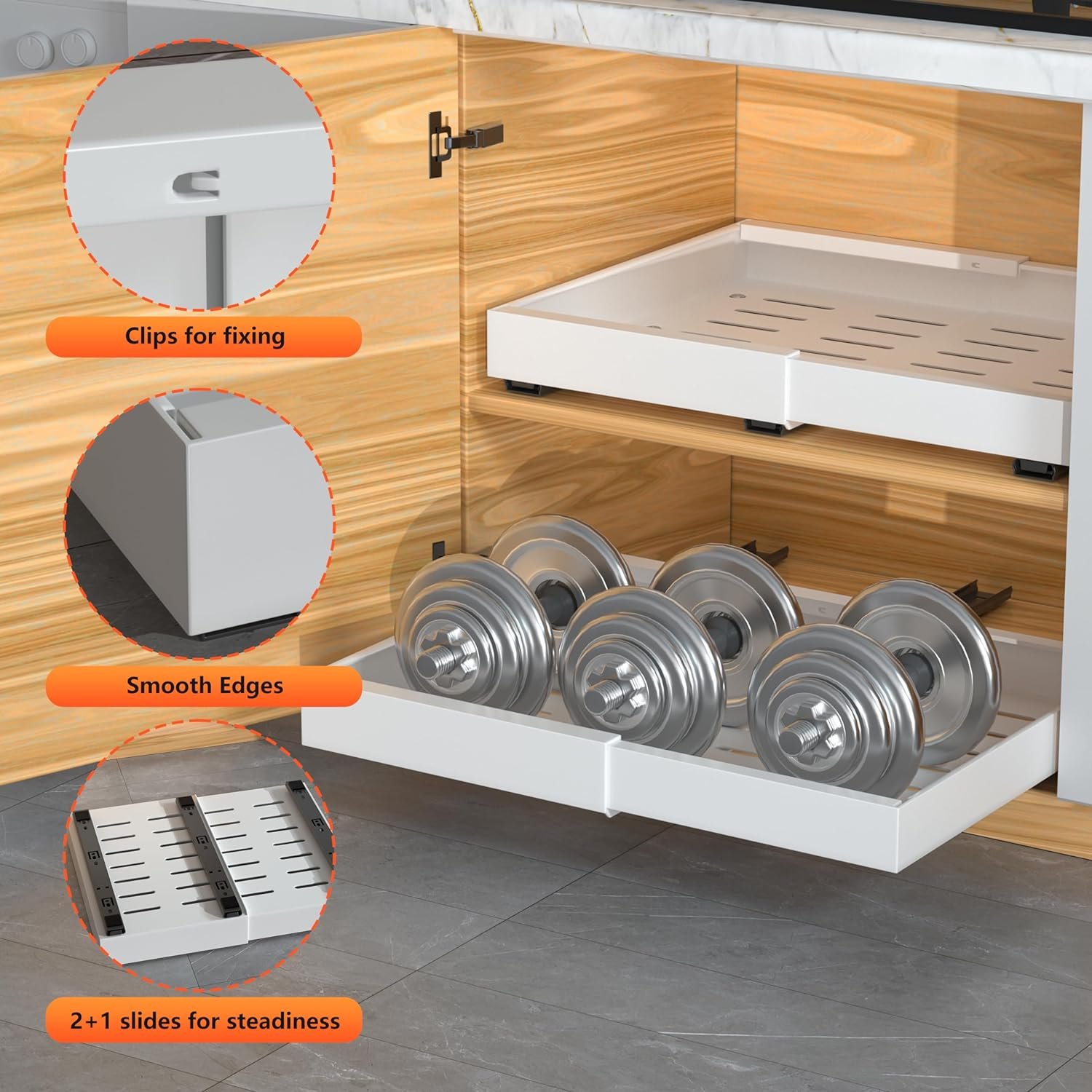 Kitchen Organizer Kitchen Cabinet Pull-out Basket Kitchen Drawer Basket Slide Pull Out Drawer Basket for Cookware