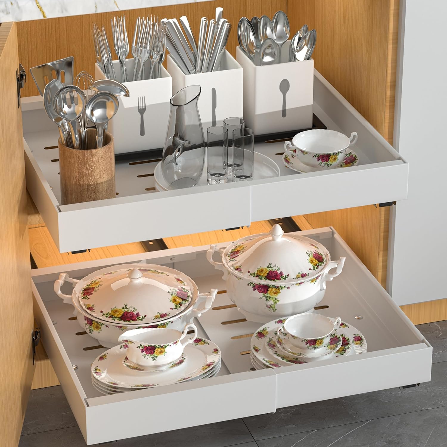 Kitchen Organizer Kitchen Cabinet Pull-out Basket Kitchen Drawer Basket Slide Pull Out Drawer Basket for Cookware