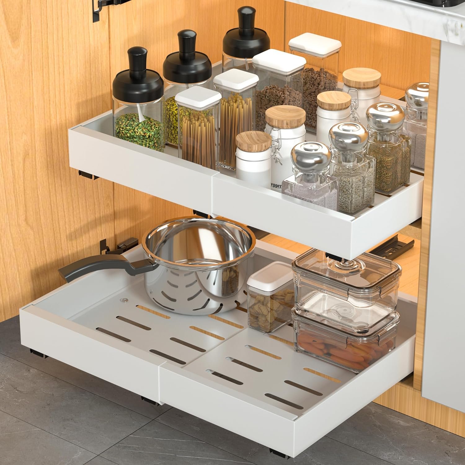 Kitchen Organizer Kitchen Cabinet Pull-out Basket Kitchen Drawer Basket Slide Pull Out Drawer Basket for Cookware