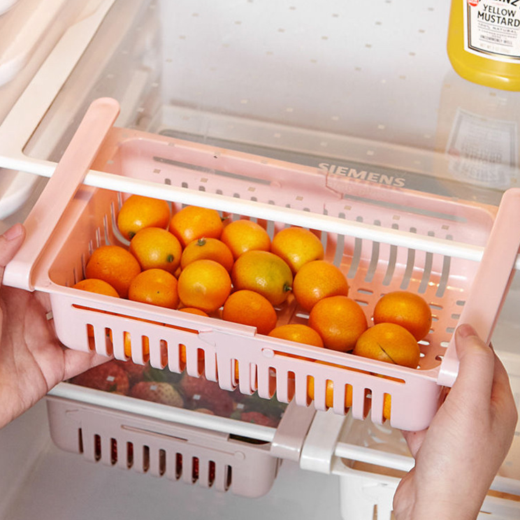 Refrigerator retractable storage basket drawer storage shelf crisper freezer box