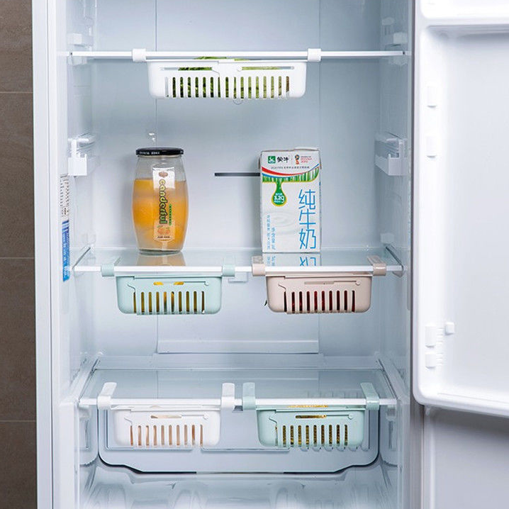 Refrigerator retractable storage basket drawer storage shelf crisper freezer box