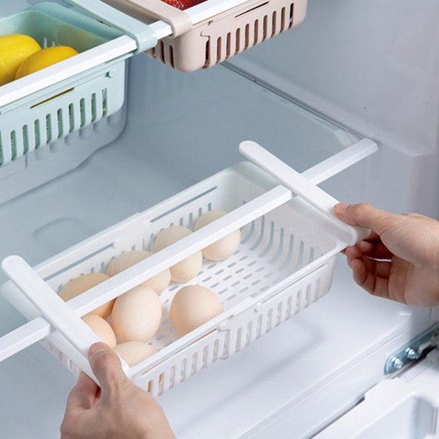 Refrigerator retractable storage basket drawer storage shelf crisper freezer box