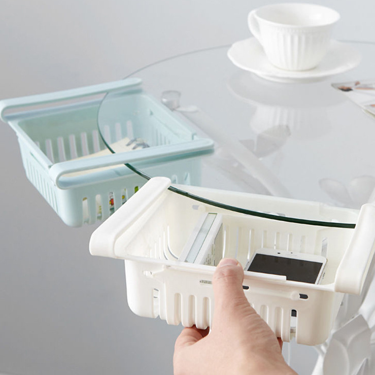 Refrigerator retractable storage basket drawer storage shelf crisper freezer box
