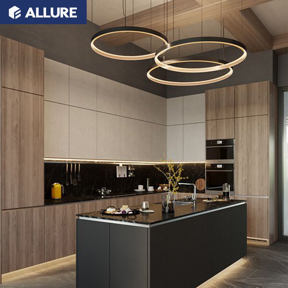 Allure european steel frame super gloss oven tall white pantry metal wall kitchen cabinet furniture set