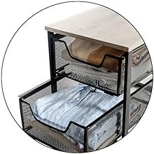 Hot Sale 2 Tier Pull-Out Closet Organizers Foldable Storage Basket Rustic Strong Bear Loading Sliding Storage Wire Drawer Rack