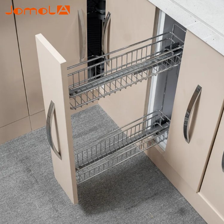 Hot sale factory direct kitchen cabinet narrow style wire side pull out basket