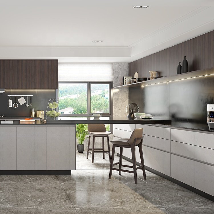Customized Luxury American Style Modular Kitchen Cabinet Cupboards Island Kitchen for Villa